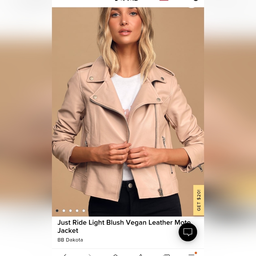 BB Dakota Just Ride light blush leather jacket xs